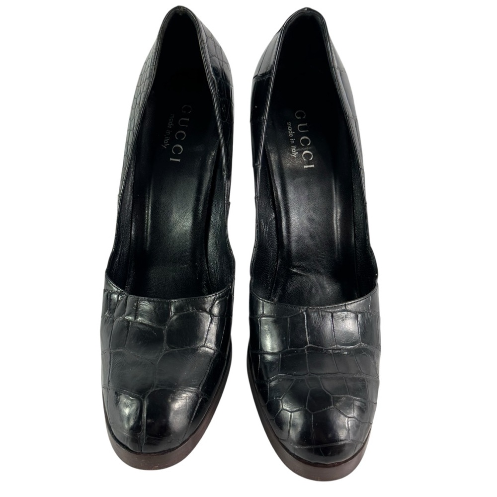 GUCCI Black Alligator Heels Pumps Made in Italy Marked as 39B-9US